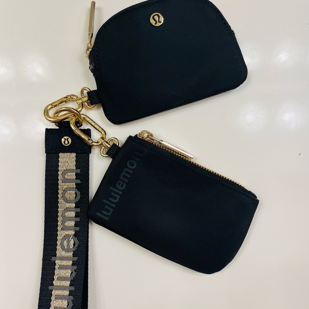 Lululemon Black and Gold Dual Wallet Wristlet